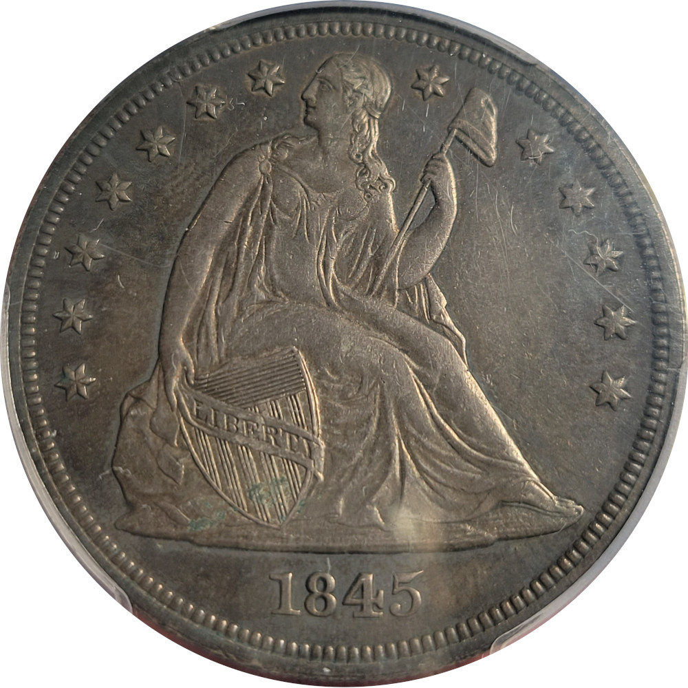1845-$1-Liberty-Seated-Silver-Dollar